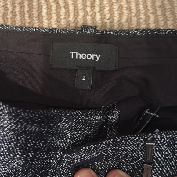 NWT THEORY trecca 2 pants in navy herring melange size 2/4 - Picture 7 of 14